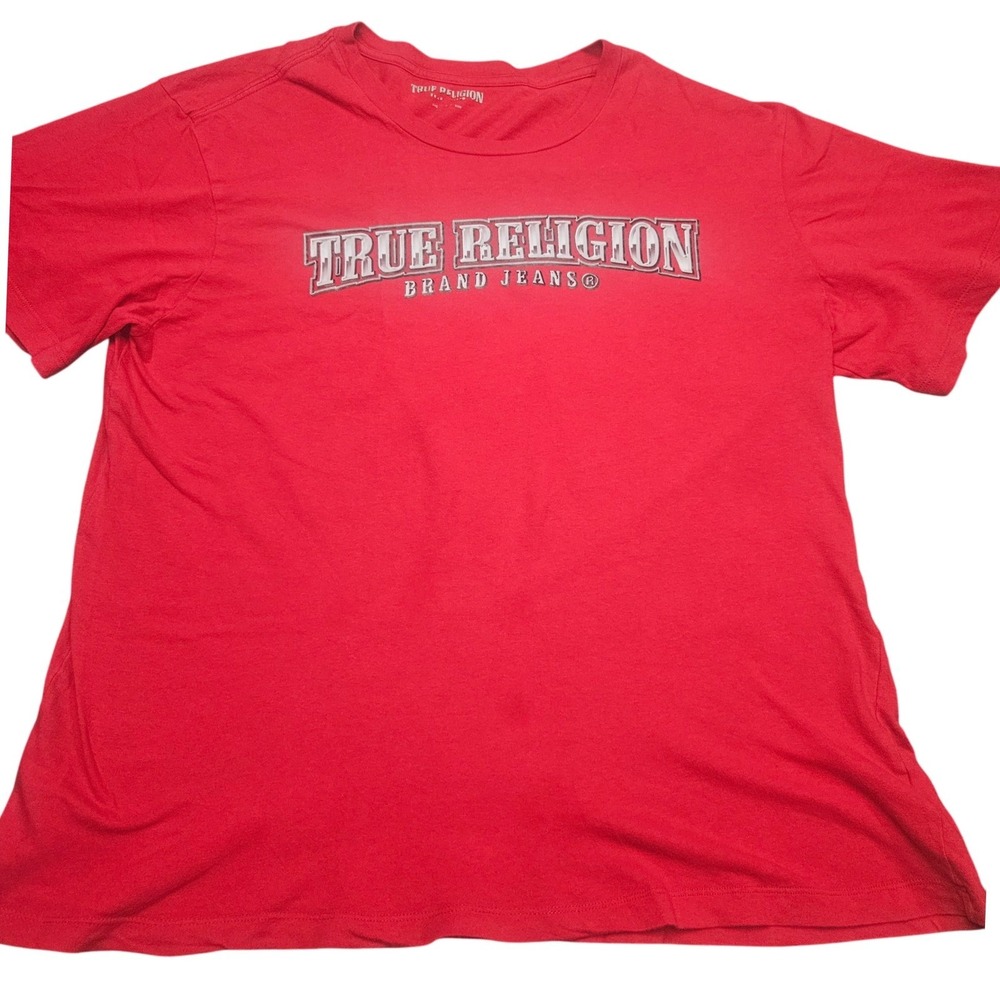 True Religion Chrome Arch TShirt Mens XL Red Graphic Tee Short Sleeve Streetwear